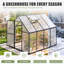 Serre de jardin intérieure de 1,83 m de large x 2,44 m de profondeur, en aluminium et polycarbonate, avec 2 aérations de toit réglables et structure noire, idéale pour votre cour arrière.-136324917