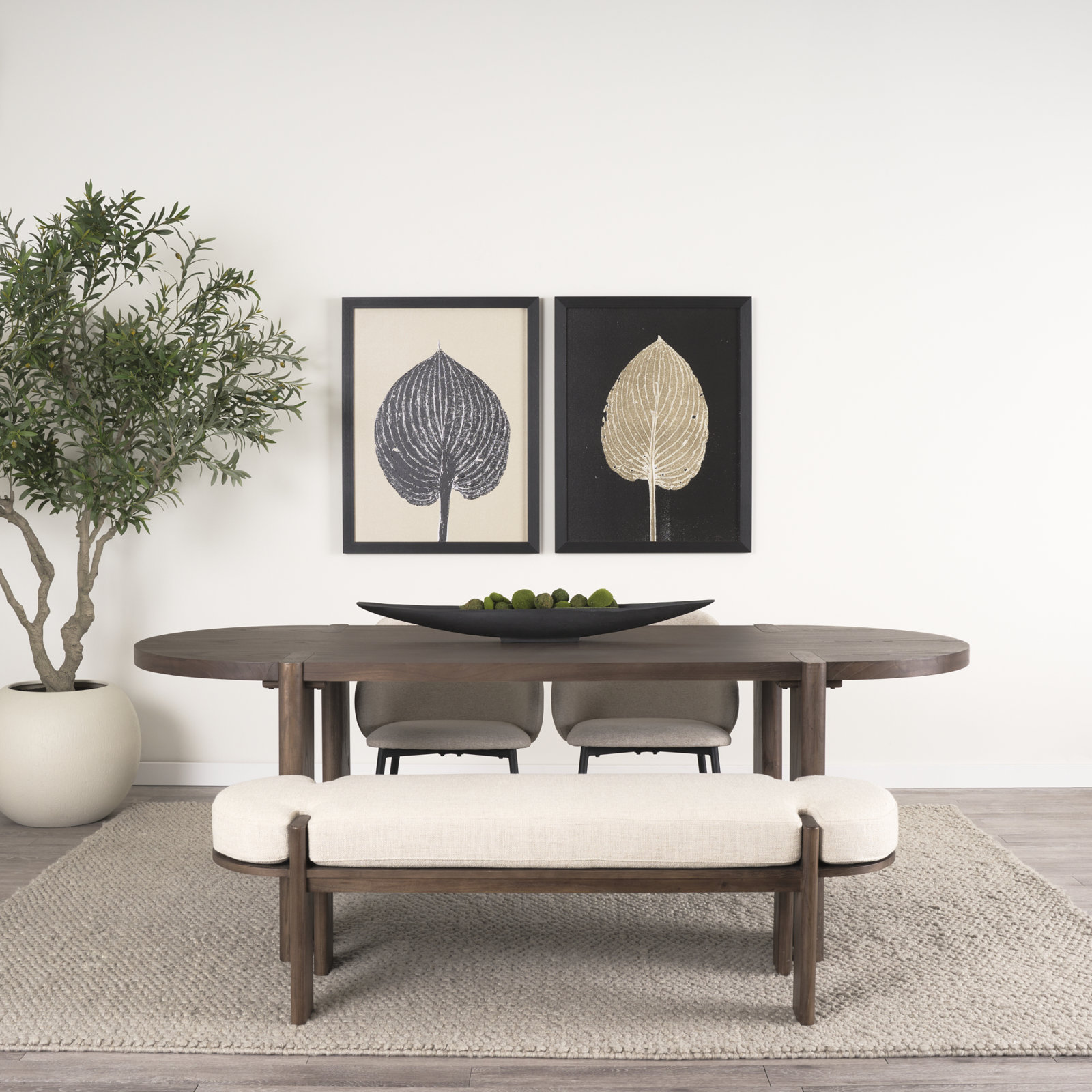 Katia 91" Solid Wood Dining Table, Dark Brown