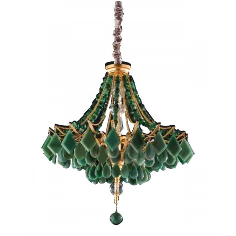 Lustre en cristal Agate, Bronze brillant, Blanc, 20 po de diamètre x 22 po de hauteur