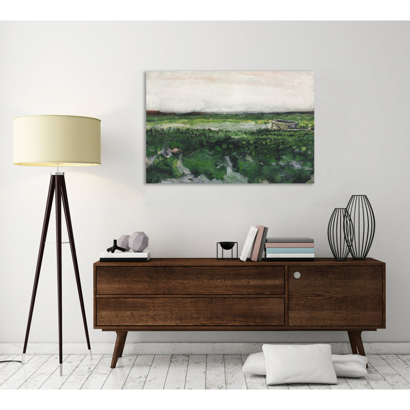 Paysage avec brouette par Vincent Van Gogh - reproduction d'art sur toile tendue, H 10 po x l 15 po x P 1,5 po