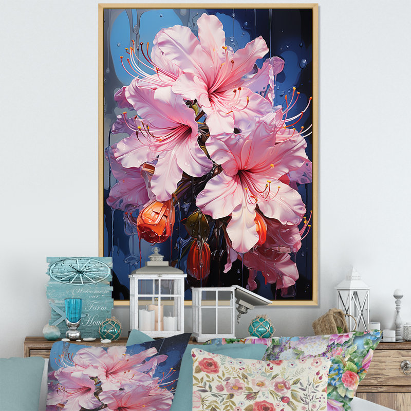 Éclat de couleur tropicale Hibiscus I - décoration murale hibiscus, Cadre naturel flottant, H 40 po x l 30 po