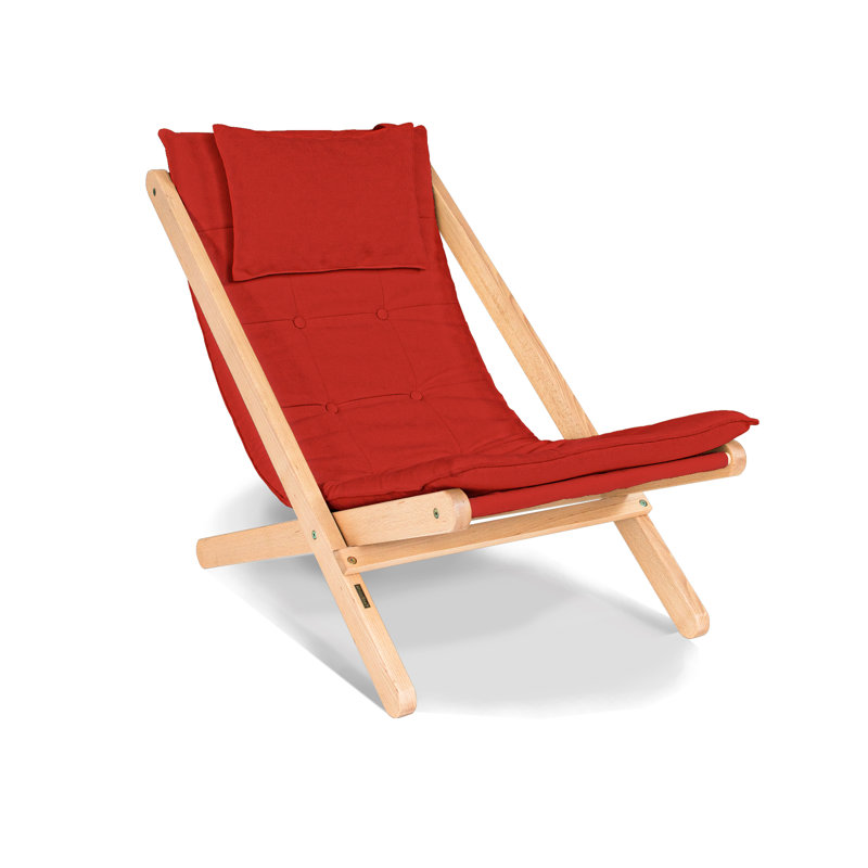 Donner Deck Chair with Cushion, Red, Natural 