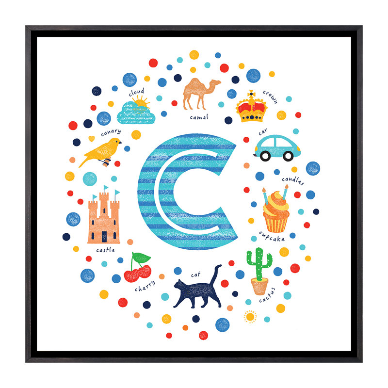 C - Reproduction d'art graphique, H 26 po x l 26 po x P 1,5 po, Pas de tapis, Toile avec cadre noir patiné