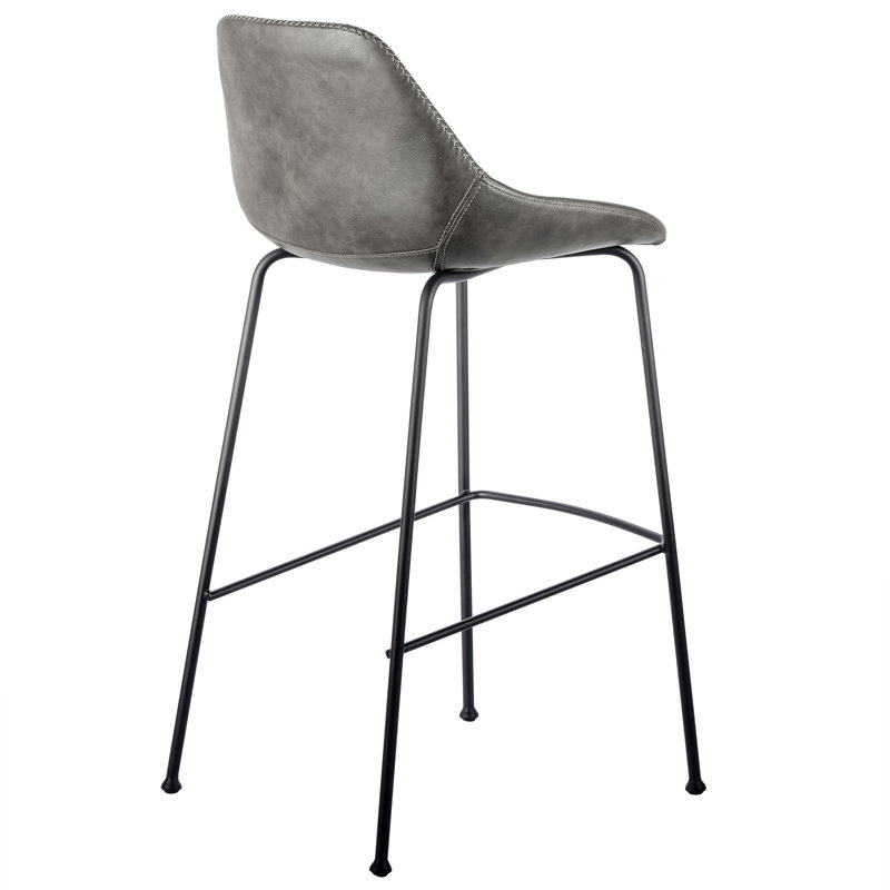 Tabouret de bar et de comptoir Garner, Similicuir rétro gris foncé, Tabouret de bar (siège d'une hauteur de 29 po)