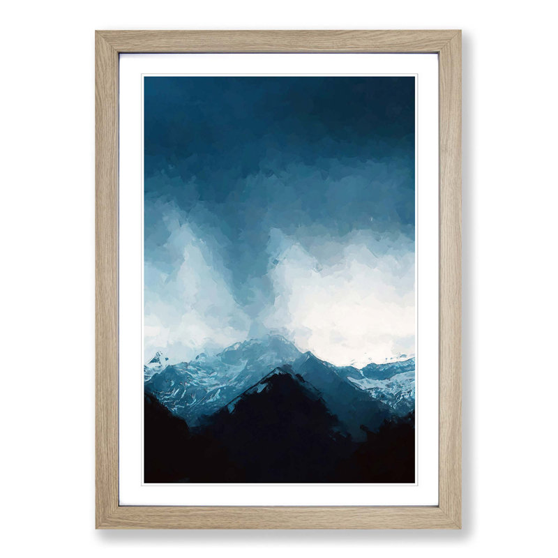 Cloud Touching the Mountains in Abstract - Picture Frame Graphic Art Print, 48cm H x 36cm W x 2cm D, Oak Framed