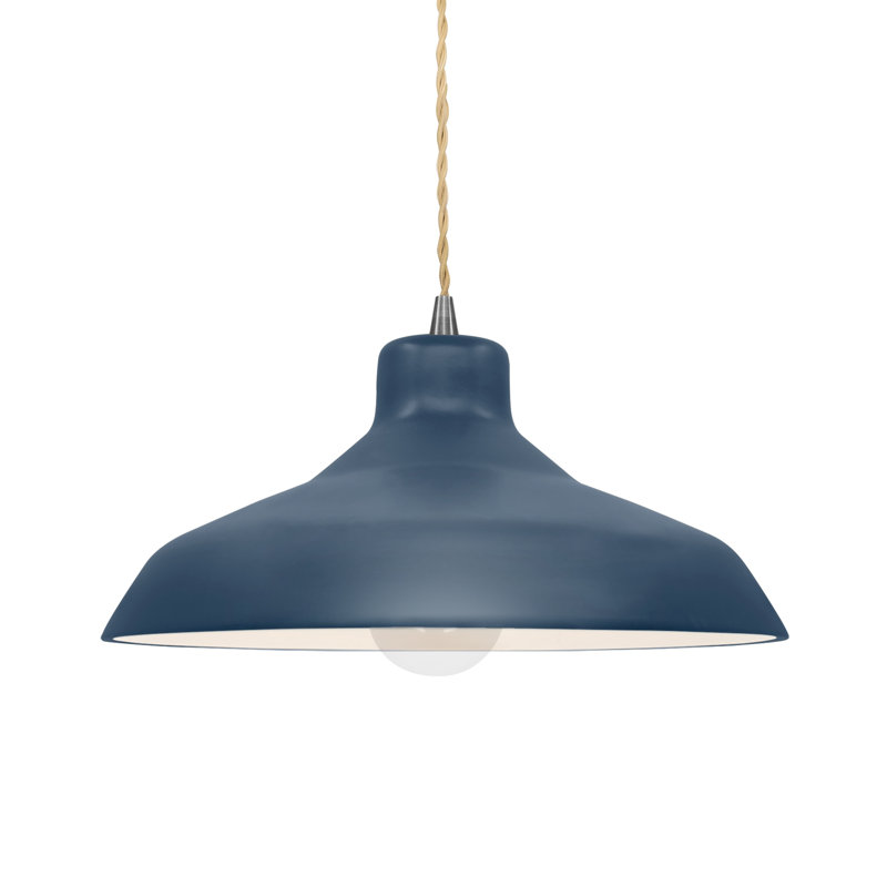 Fallon - Light Dome Pendant, 6.25" H x 13.5" W x 13.5" D, Midnight Sky/Matte White, Brushed Nickel