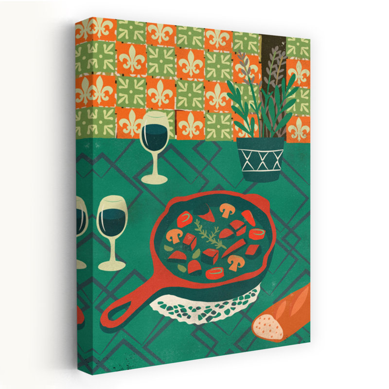 Art mural Cozy French Dinner, H 24 po x l 16 po