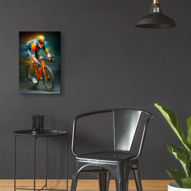  «Cycling Legend» par Ann Klee, art mural en verre acrylique, 16 po x 24 po