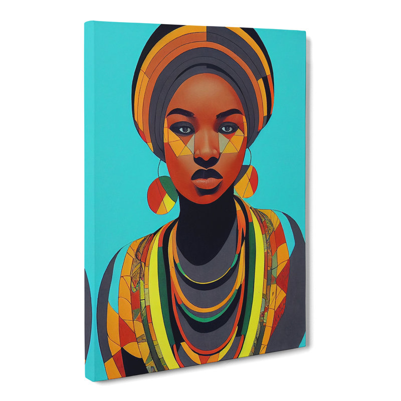African Woman Geometric Vol.3 - Wrapped Canvas, 50cm H x 35cm W x 3cm D