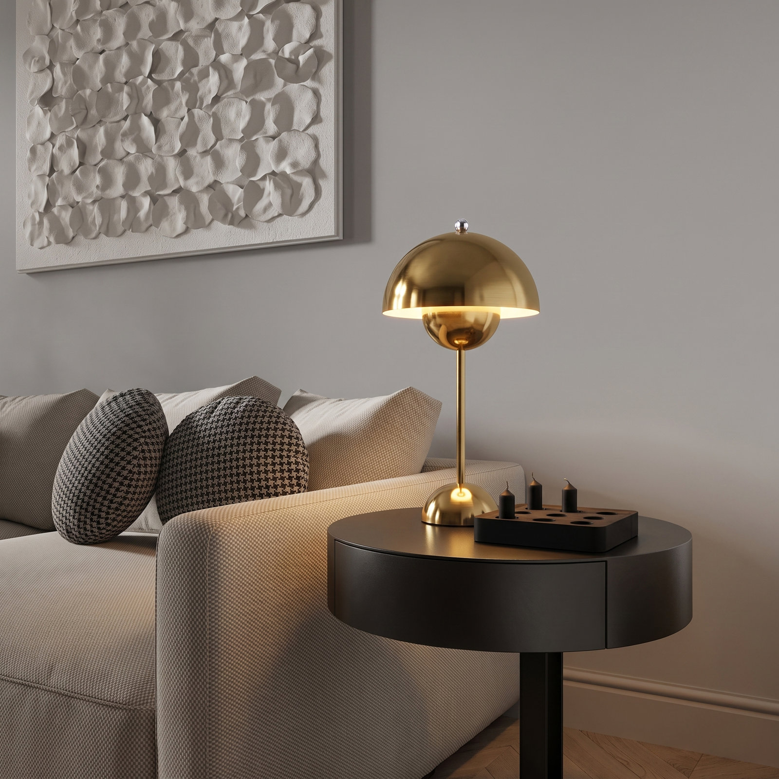 Brunilde Adjustable Metal Table Lamp, Gold, Gold