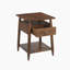 Elbra Square Mango Wooden Bedside Table With Storage Drawer & Shelves - Vintage Retro Inspired 