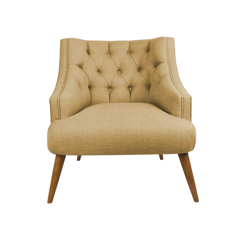 Elegant Wing Chair, Milky Brown Fabric, 28.7 x 31.5 x 33.5 inches | Solid Wood Frame & Legs | 100% Polyester, Easy Clean | Perfect for Modern, Rustic, or Traditional Decor in Home & Hotel Settings