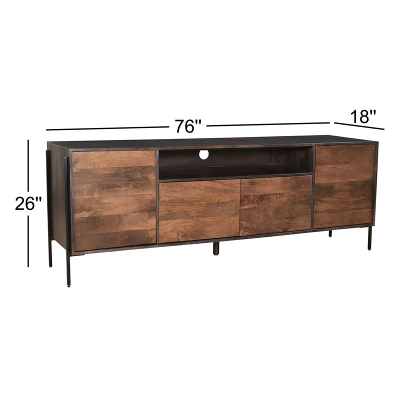 Tobin Media Console, Light Brown/Espresso/Black