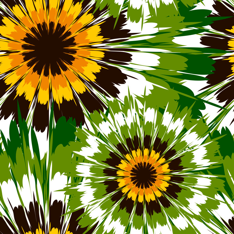 Tie Dye Style Sunflowers by Randmaart - Wrapped Canvas Print, 122cm H x 122cm W x 3.8cm D