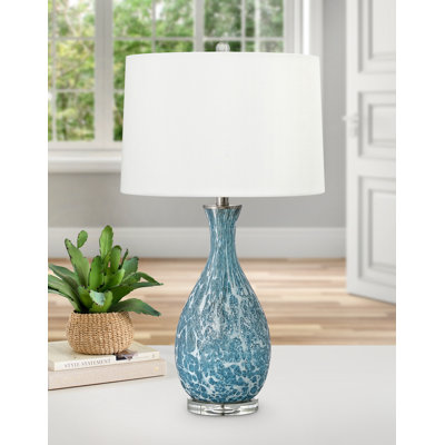 Nastrino 30 in. Blue & White Glass Table Lamp