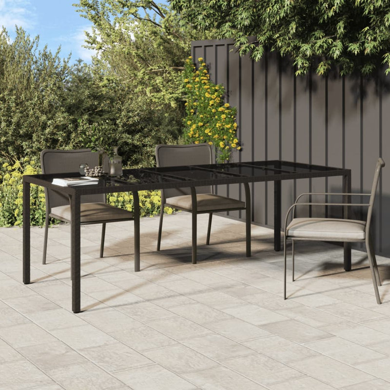Table de patio en verre trempé et poly rotin Latitude Run®, Brun, H 29,5 po x l 39,4 po x L 98,4 po