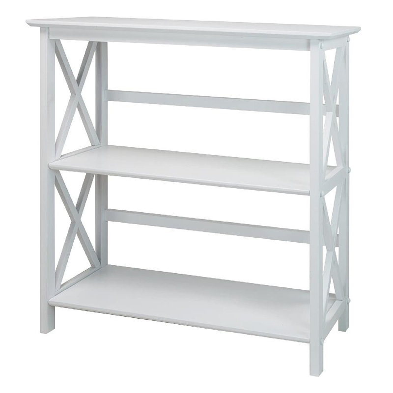 Solid Wood Etagere Bookcase, White, 34" H x 29.5" W x 11.75" D