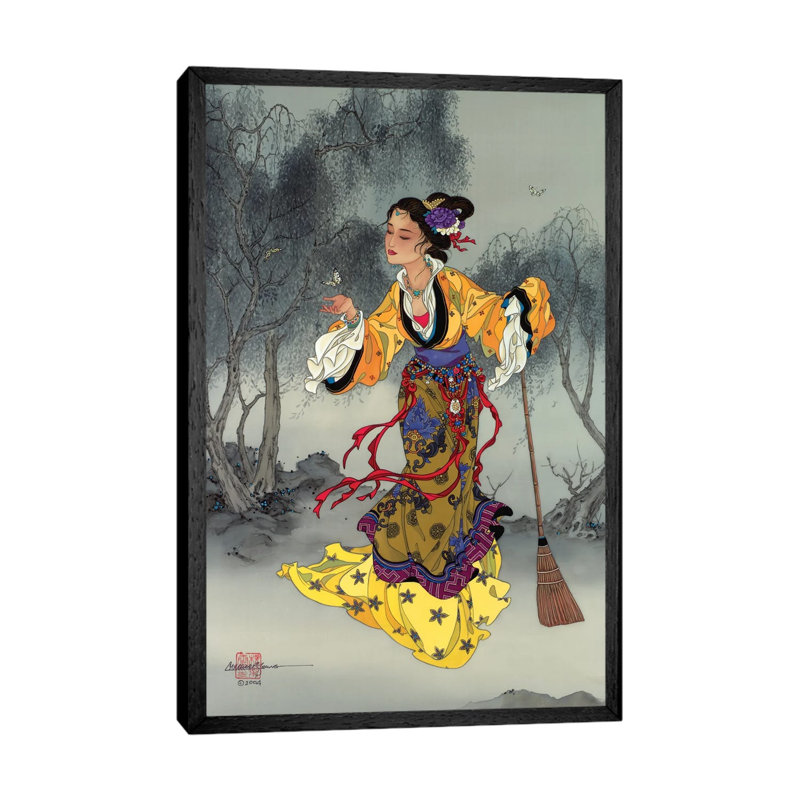 White Butterfly - Painting on Canvas, Black Framed, 101.6 cm H x 66.04 cm W