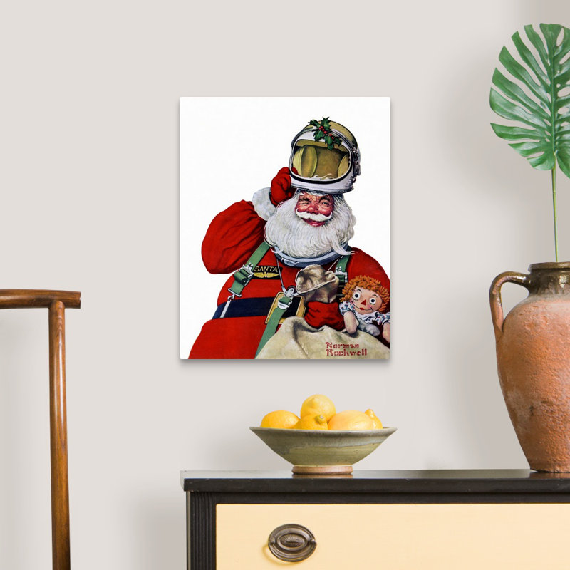 Space Space Santa, art mural sur toile, H 20 po x l 16 po x P 1,25 po, Toile tendue