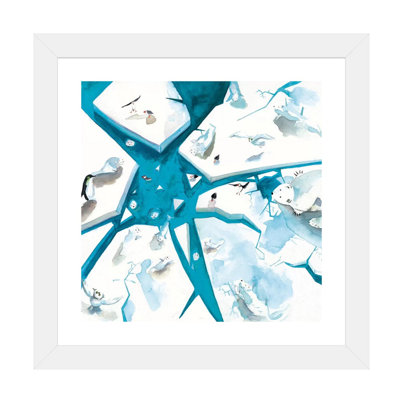 Arctique - imprimé, Blanc, H 16 po x l 16 po x p 1 po, Papier encadré blanc