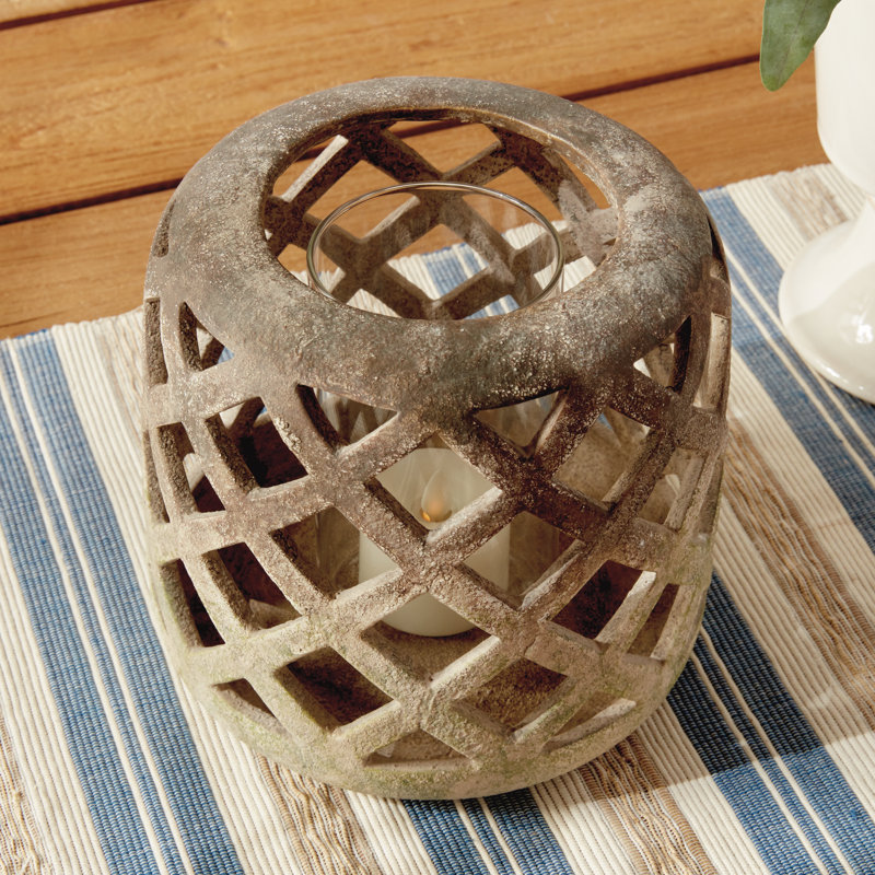 Terracotta Hurricane, 9.06" H x 9.25" W x 9.25" D
