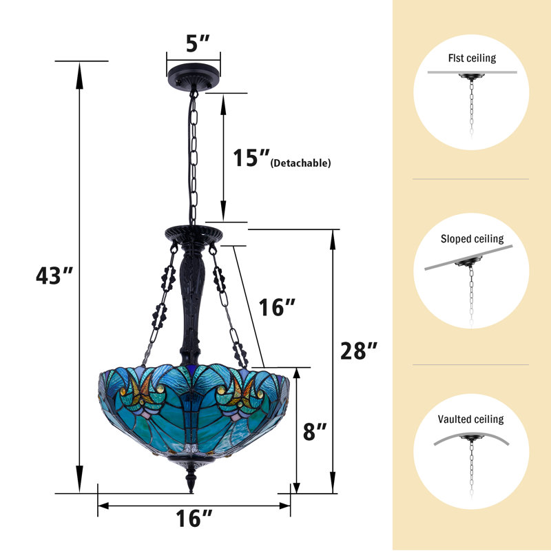3-light Dimmable Tiffany Pendant
