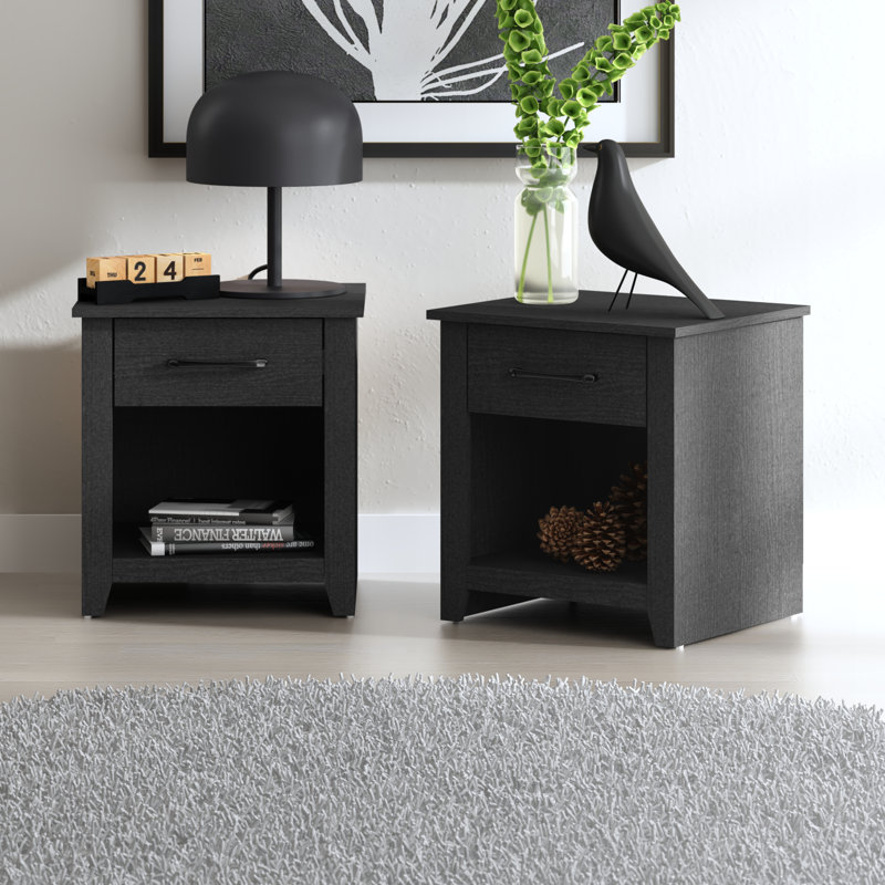 Walter 1 Drawer Nightstand, Black