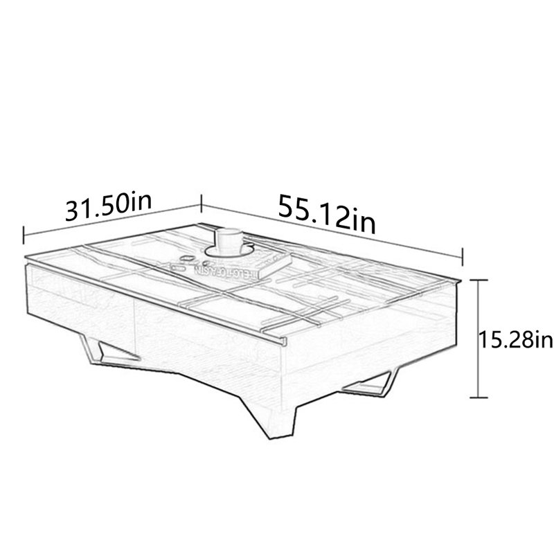 Table à thé Superior Rock, H 15,28 po x L 55,12 po x l 31,5 po, Blanc