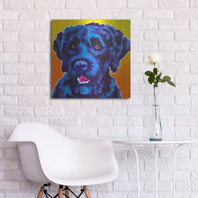 «Chien d'eau portugais - Banques» par Dawg Painter, H 24 po x l 24 po