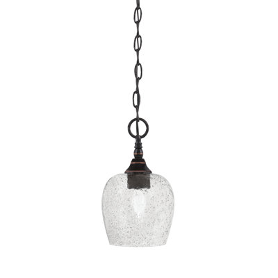 Mini-luminaire suspendu à chaîne avec verre à bulles fumé 6 po