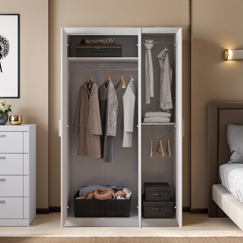Kimberley 3 Door Manufactured Wood Wardrobe with Mirror, White