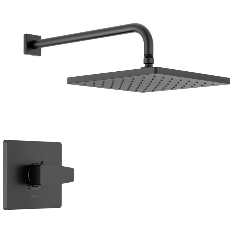 Ensemble de robinet de douche carré moderne à fonction unique, ensemble de garniture de valve et pomme de douche à pluie