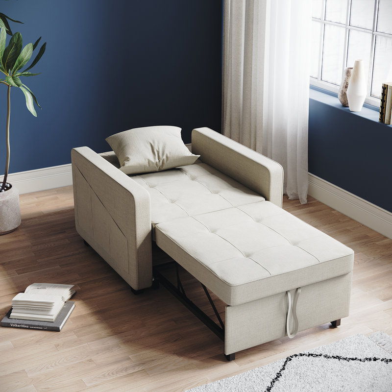 Niama Upholstered Accent Chairs Bed, Cream Fireproof Sponge