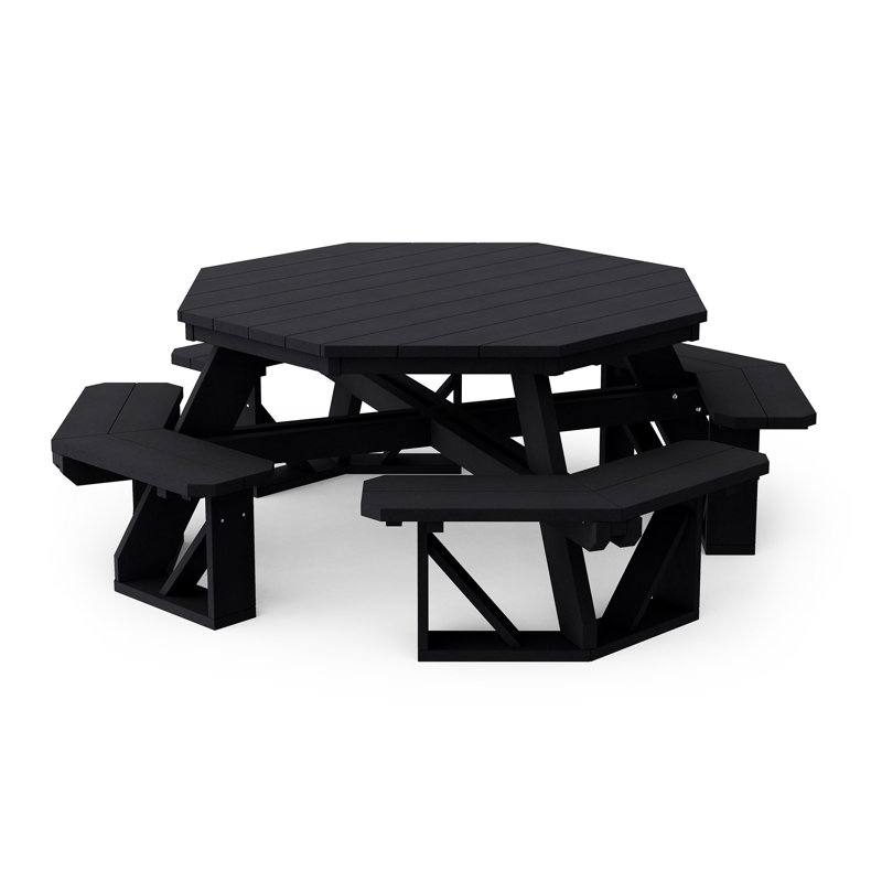 Table de pique-nique Heritage Octagon, Noir, noir, noir, noir