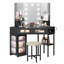 Dressing Table with Motion Sensor 3-colour lighting, Charging Socket, Storage Drawers and Stool-1480417175