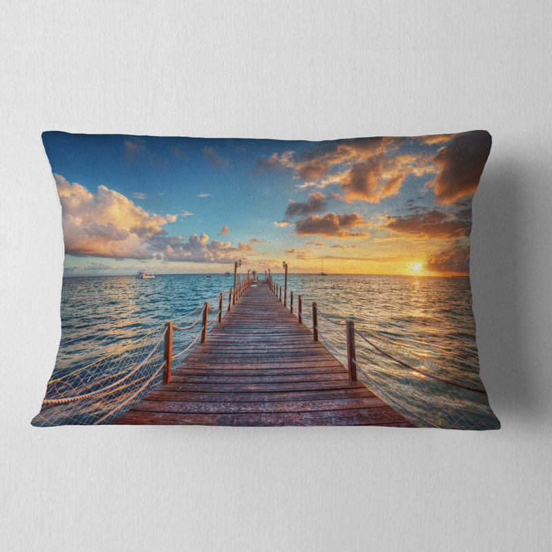 Coussin décoratif Brilliant Sunrise over Sea Pier - Pier & Bridge