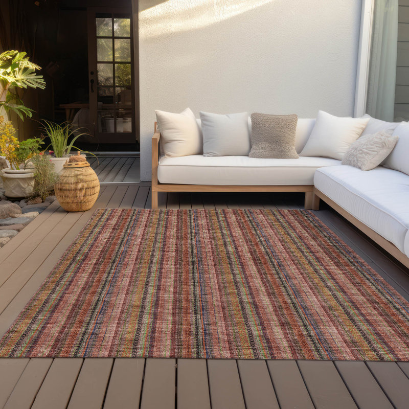 Chayden Washable Striped Indoor / Outdoor Rug, Rectangle 5' x 7'6"