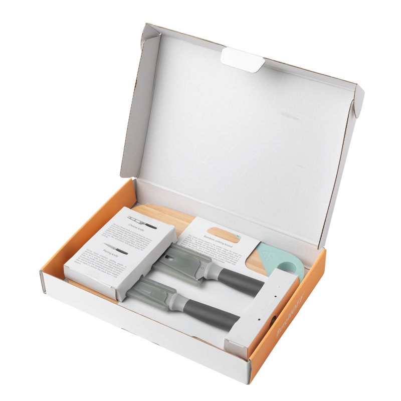 BergHOFF Leo 3Pc Knife and Cutting Board Set, Grey and Green