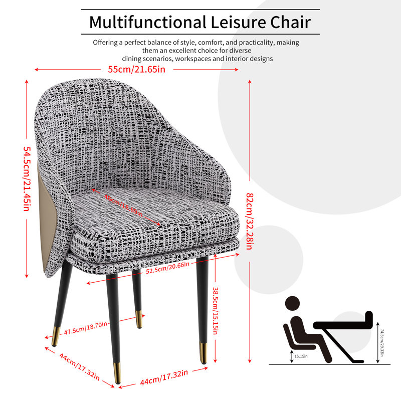 Aashiya 38.5 cm H Linen Armchair, Grey/Beige
