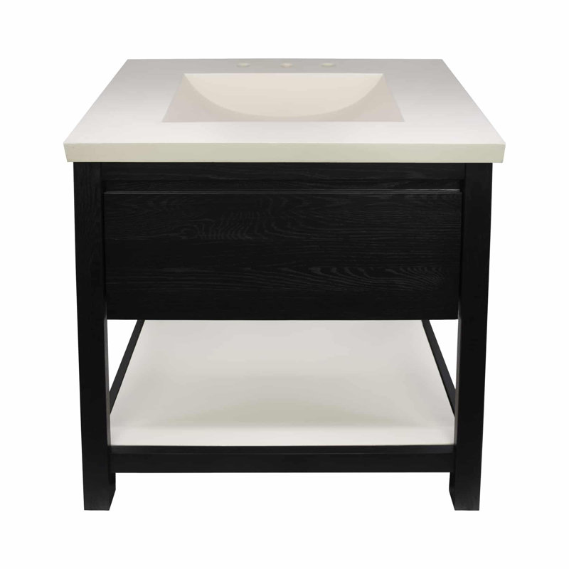 Ensemble de meuble-lavabo simple 30,5 po Solace, Chêne minuit, Perle, Perle