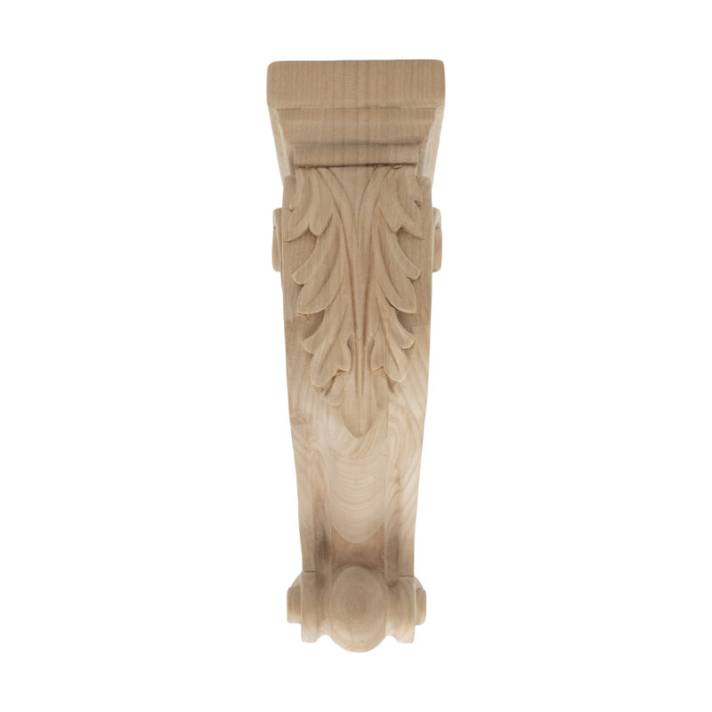 Unfinished Hand Carved Alder Wood Acanthus Leaf Corbel
