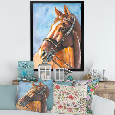 Portrait d'un cheval brun - reproduction d'art sur toile