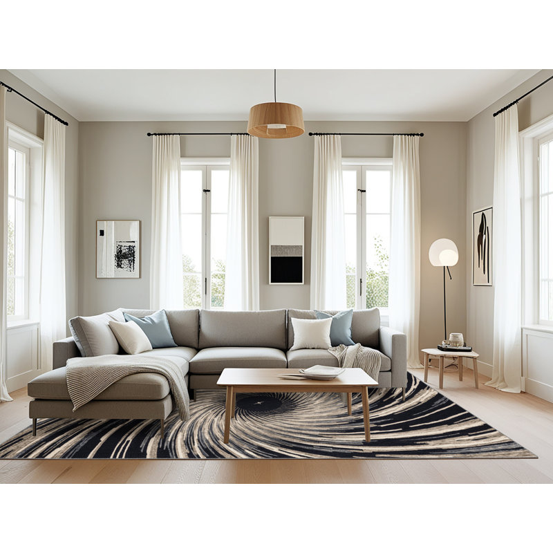 Tapis gris lavable à la machine, Rectangulaire 8 pi x 12 pi