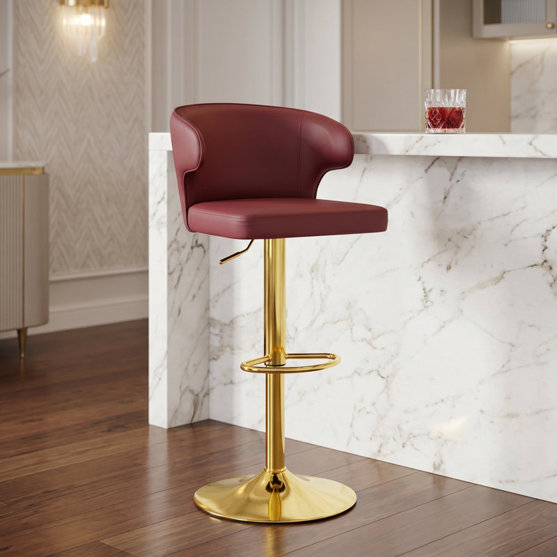 Chaise de bar, Doré, Rouge, 4