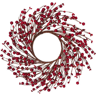 Couronne de baies - rouge - baies artificielles, base de brindilles, décoration de vacances d'hiver, style maison de campagne intérieure et extérieure