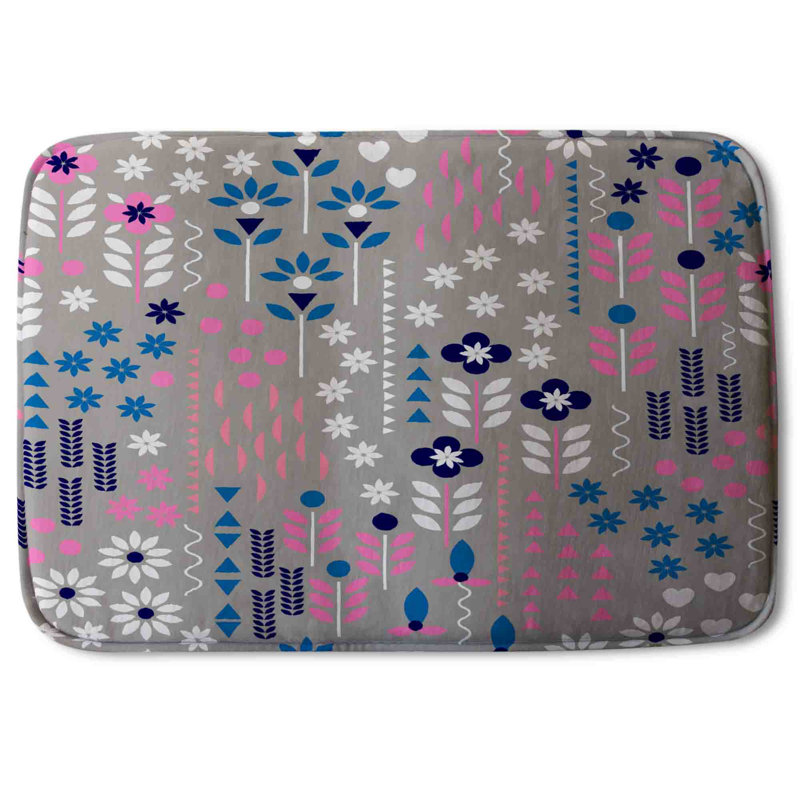 Aizhan Non-Slip Backing Bath Rug, Floral 1