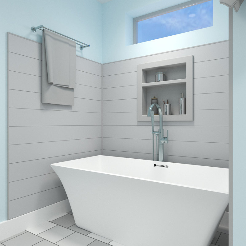 Ensemble de douche murale Shiplap 2 H 72 po x P 48 po x l 72 po, gris