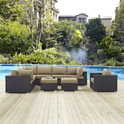 Convene 127.5'' Wide Outdoor Patio Sectional with Cushions