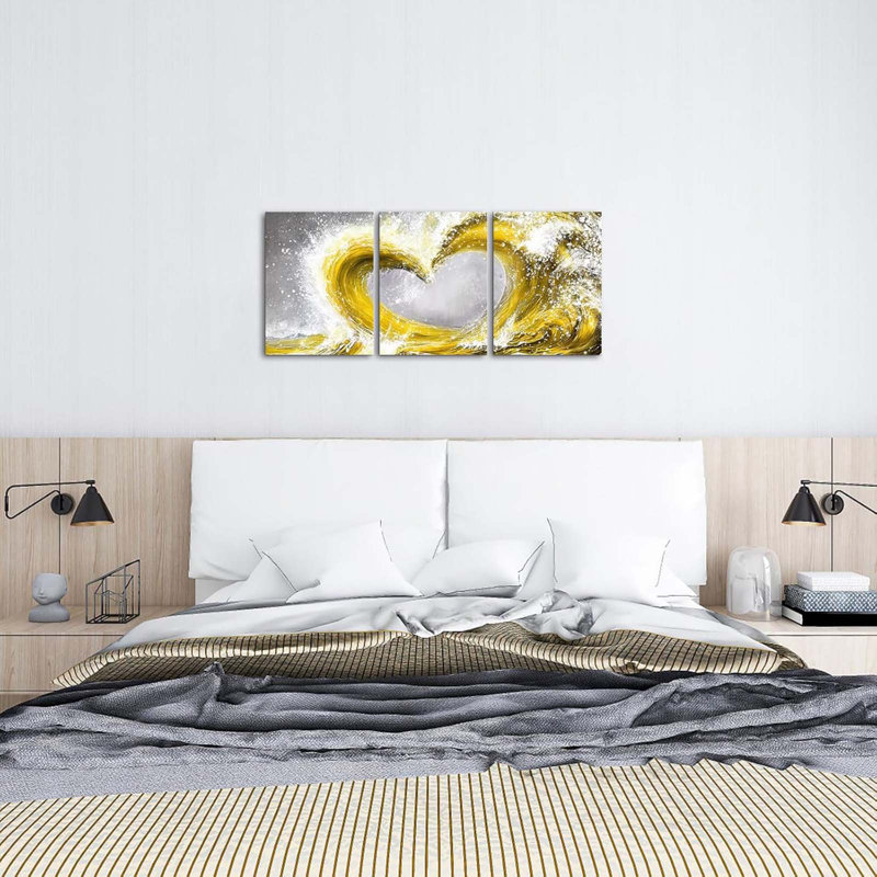 Bedroom Wall Art Ocean Wave Painting Love Sign Wall Decor Framed Artwork Bathroom Bedroom Living Room Decor 12x16 Inch