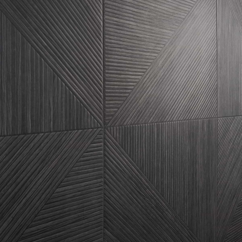 Enso 24x48 Ribbed Matte Fluted Wood Look Porcelain Tile, Charcoal Black